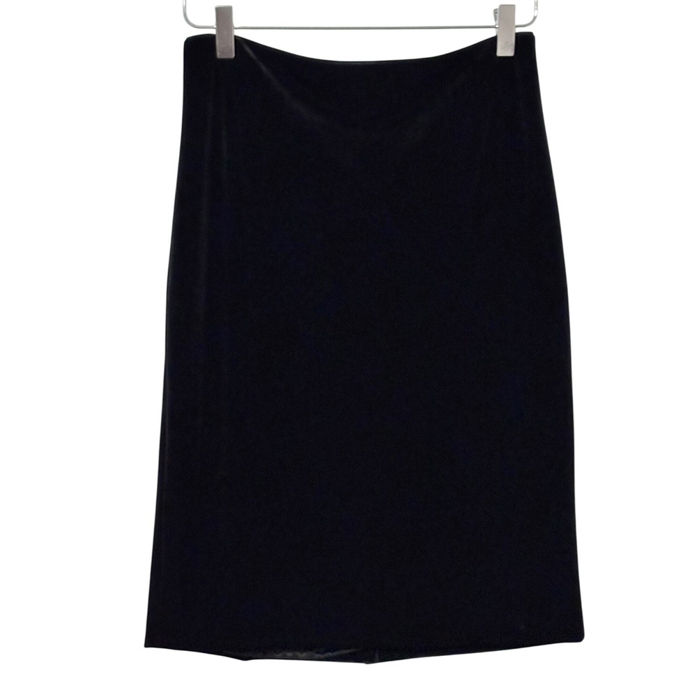Rickie Freeman Teri Jon Black Velvet Mini Pencil Skirt Size 4 Back Vent - B19
